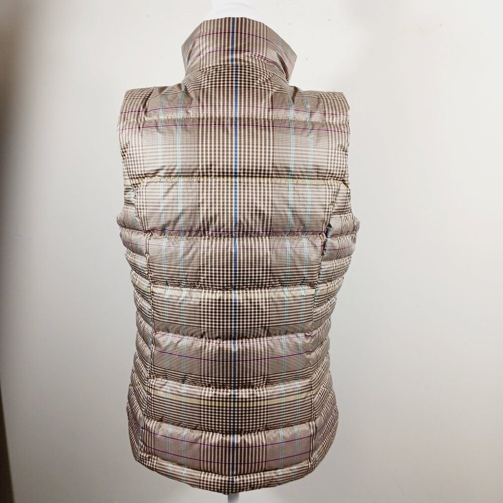 LANDS' END Classic Brown Plaid Puffer Vest, 75 Down/25 Feathers Fill Size Small - Picture 5 of 16